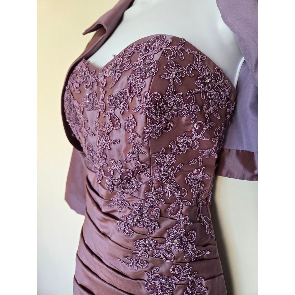Jade Lavender Beaded Mermaid Gown & Bolero Set Size 8 Formal Mother of the Bride - Picture 5 of 14